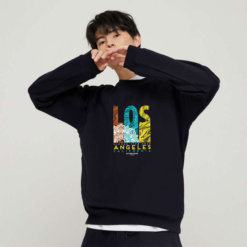 新款潮牌卫衣男圆领2021年春秋薄款情侣装宽松套头长袖上衣定制