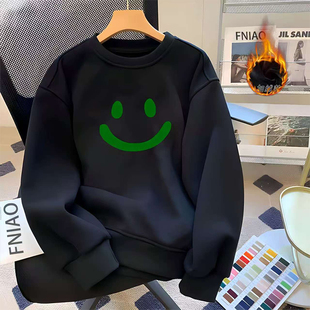 圆领卫衣男2025新款秋冬加绒潮牌长袖宽松百搭ins套头打底衫上衣