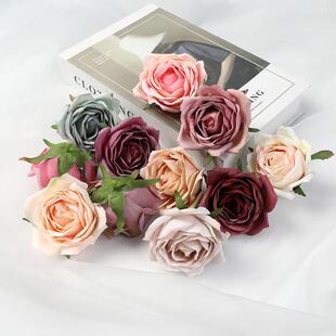 仿真花假花绢花 diy手作素材材料 玫瑰花头花朵 婚庆装饰礼盒配件