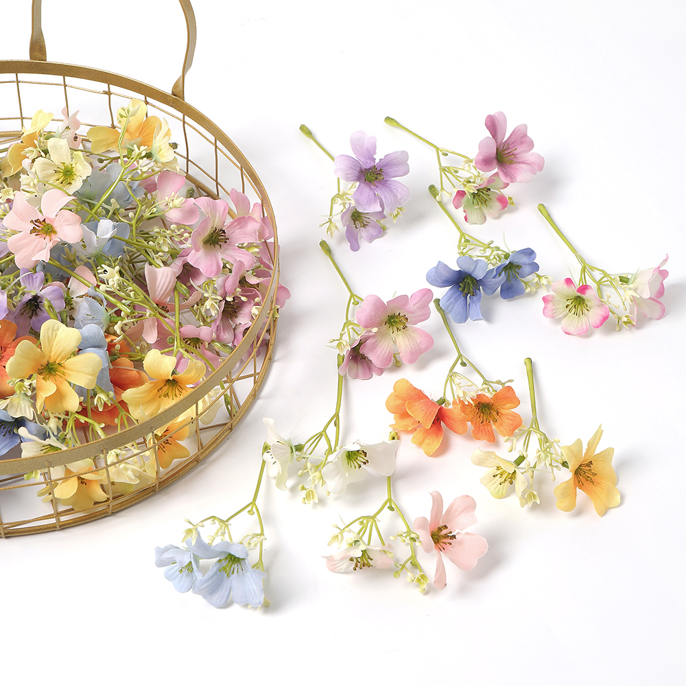 三叉菊花花朵仿真花假花绢花diy手作学士帽簪花花环配件家居装饰