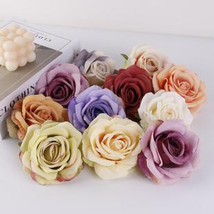 diy手工花環(huán)胸花材料 仿真高檔安娜玫瑰花頭 絹花 婚慶裝 假花 飾