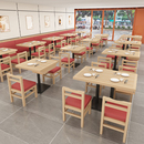 桌椅实木商用卡座小吃快餐店面馆带抽屉桌椅组合 定制米村拌饭同款