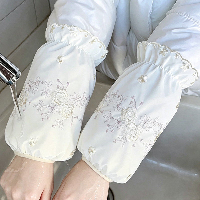 防水袖套女秋冬成人短款蕾丝袖套厨房工作耐脏羽绒服套袖学生护袖
