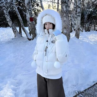 巨好看雪花刺绣羽绒棉服女冬季新款韩系保暖夹棉袄加厚棉衣外套潮