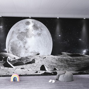 3D立体创意个性宇宙星空墙纸月球直播间背景墙布卧室餐厅拍照壁纸