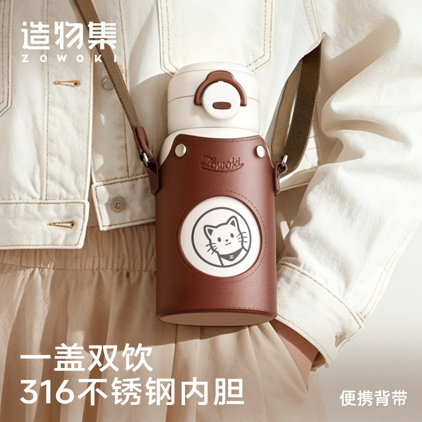 造物集316不锈钢孕妇吸管保温杯