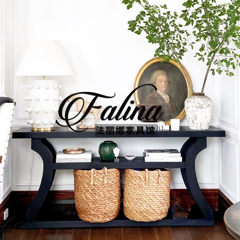 法式复古风实木玄关台黑色简约入户门厅玄关柜美式靠墙长条案边桌,个性定制/设计服务/DIY,明信片定制,淘宝优惠券,粉丝福利购,淘宝优惠卷