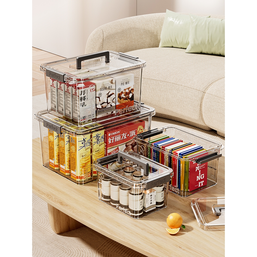 日本进口手提收纳箱玩具透明收纳盒储物盒整理家用收纳盒杂物带盖
