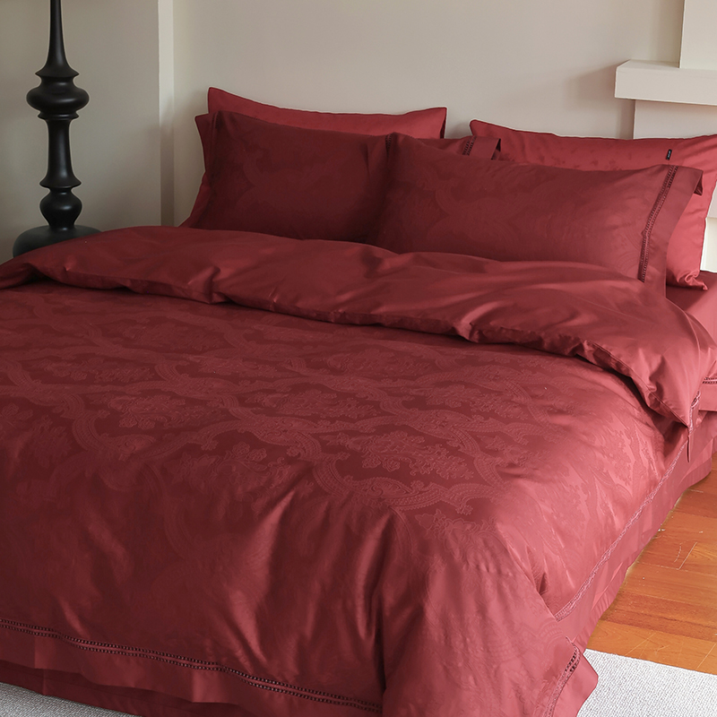 婚庆提花高端亲肤纯棉贡缎四件套