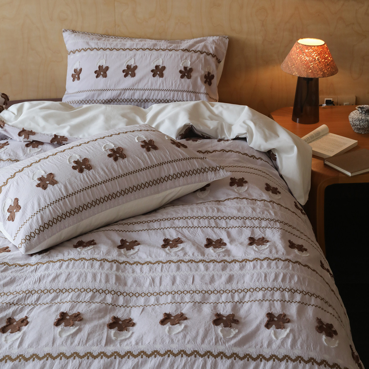 Spendtime小花朵剪花全棉提花纯棉四件套裸睡床单被套被罩床品