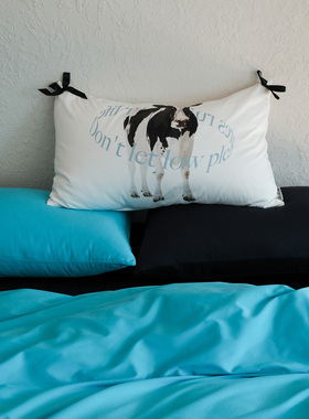 Spendtime60支超柔水洗棉全棉五件套奶牛枕套搭配床单款床上用品