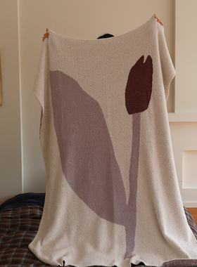 花时间生活原创郁金香毯子软糯半边绒简约现代午睡毯客厅沙发盖毯