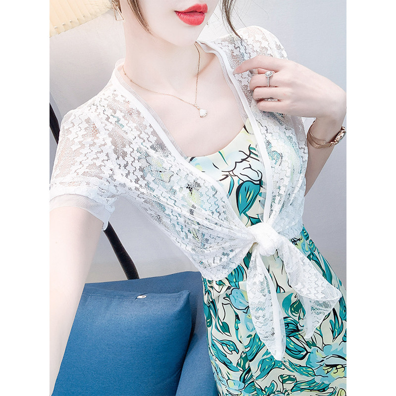 蕾丝开衫女短袖披肩外套图片