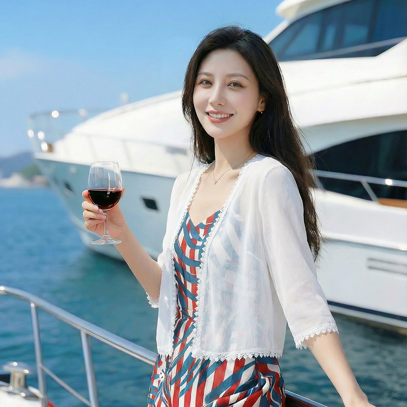 雪纺衫女夏季2026新款女装薄款v领披肩吊带裙子外搭开衫罩衫上衣