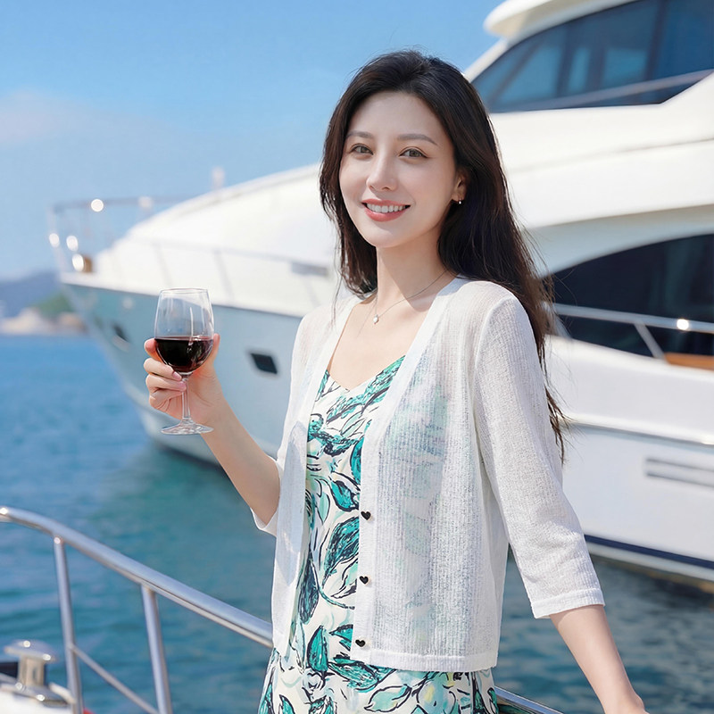针织外搭开衫女夏季薄款罩衫上衣图片