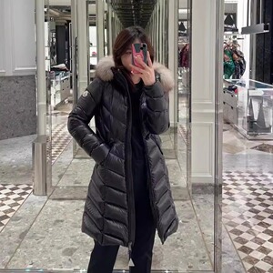 代购MON­CL­ER蒙­口 经典Fulmarus女士中长款外套冬毛领羽绒服