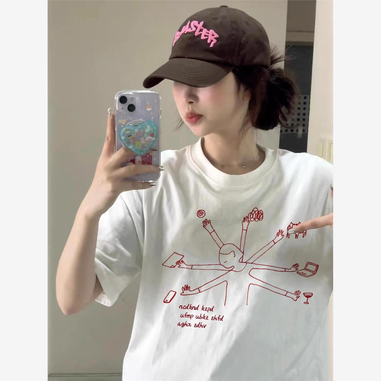 重磅纯棉美式白色短袖t恤女夏2025新款爆款宽松oversize半袖上衣
