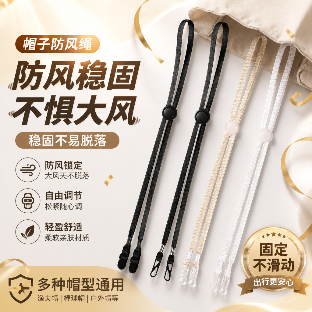蕉下防风防掉渔夫帽弹力挂绳