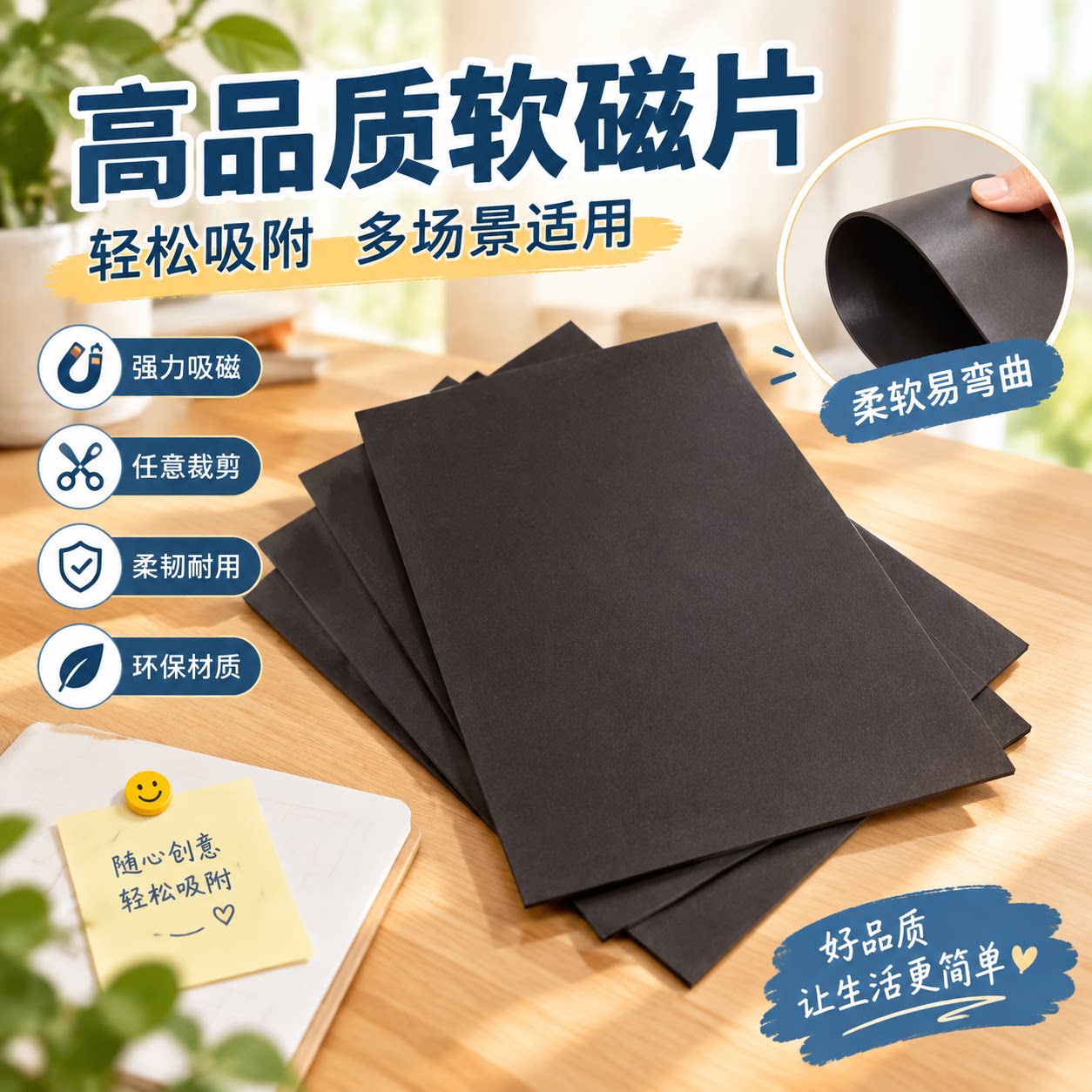 加厚橡胶A5软磁贴片黑板磁吸