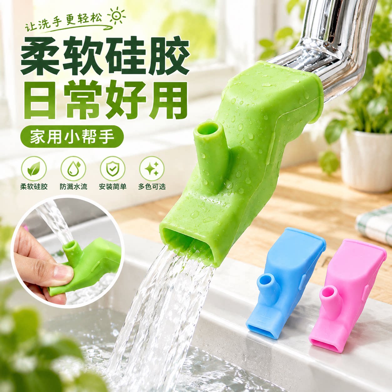 宝宝洗手硅胶水龙头延伸器防溅