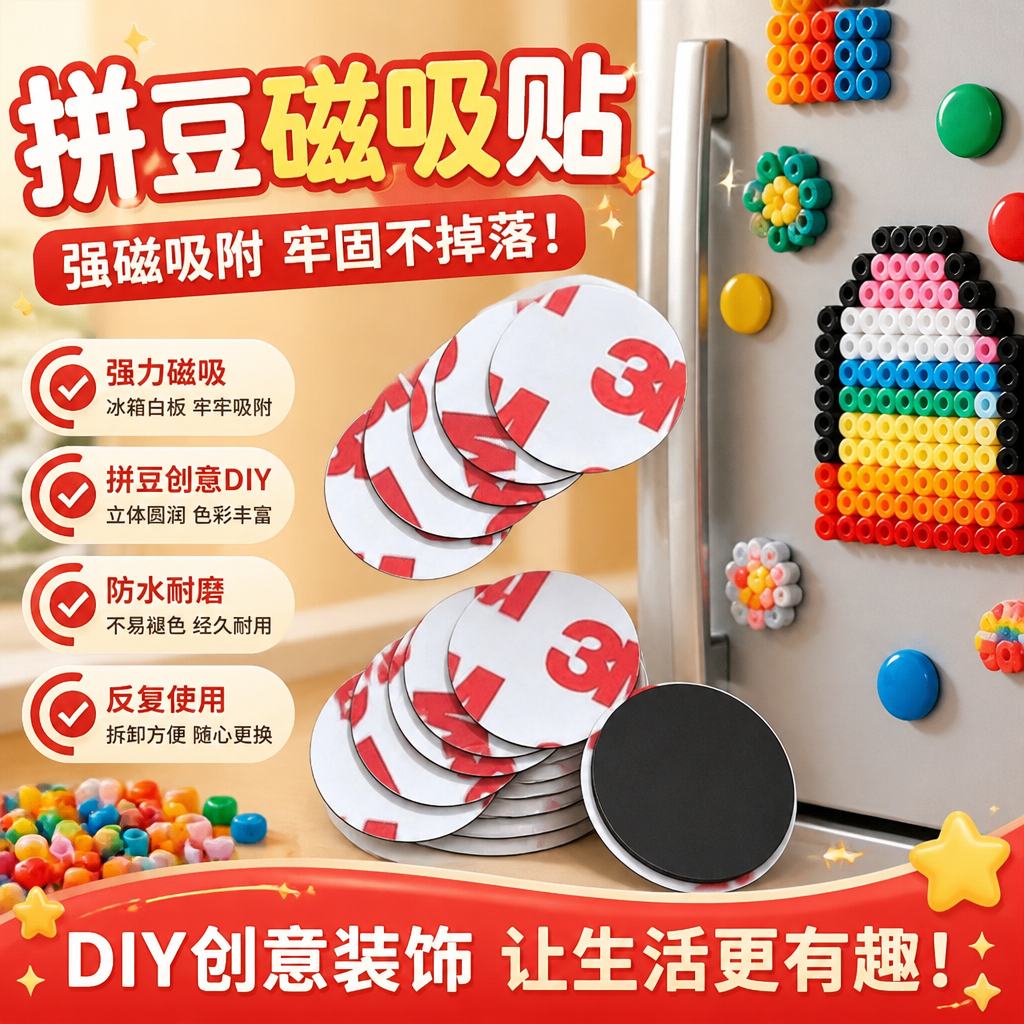 强磁拼豆冰箱贴黑板白板通用