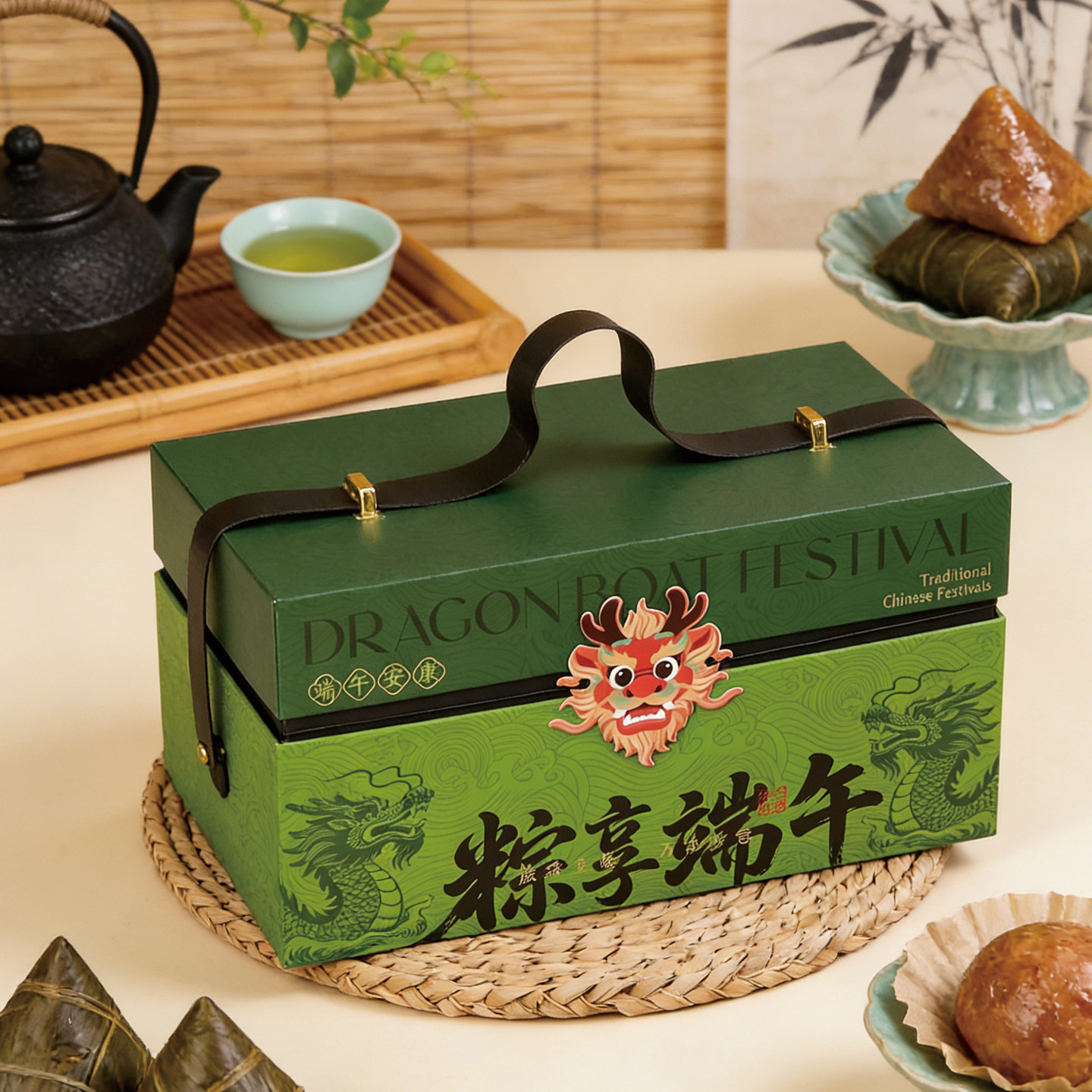 中式复古端午节粽子礼品盒创意高档包装空礼盒咸鸭蛋打包手提盒子