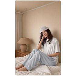 1【莫代尔+棉】男女情侣睡衣家居服套装柔软短袖抑菌可外穿夏季