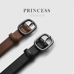 饰牛仔裤 装 带细黑色扣简约 时尚 皮带女士百搭真皮牛皮腰带2022新款