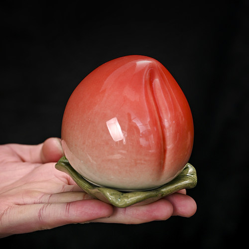 陶瓷德化中式寿桃茶叶罐