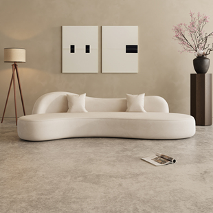 轻奢现代服装店铺弧形沙发客厅休息区小户型民宿酒店接待区沙发
