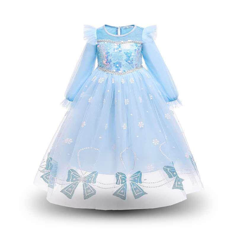 冰雪奇缘爱莎公主裙万圣节女童春秋长袖裙子礼服儿童艾莎连衣裙