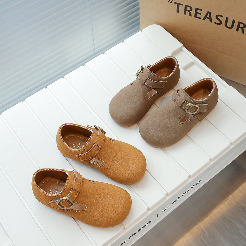 儿童复古勃肯鞋英伦风女童皮鞋2023春秋新款男童女童软底豆豆鞋