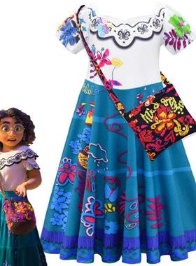 魔法满屋 Encanto 角色扮演女童裙子儿童飞飞袖连 衣裙