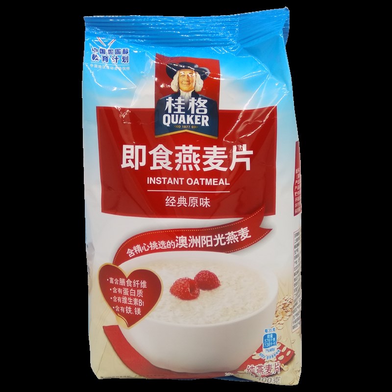 桂格即食燕麦片免煮营养早餐经典原味F小袋装400g*3包粗粮食品