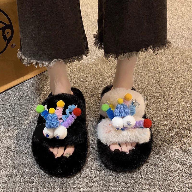 毛拖鞋女外穿2024新款秋冬
