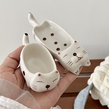 可爱猫咪蘸料碟陶瓷家用调味调料碟筷子托筷架创意个性卡通小味碟