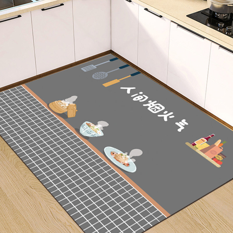 厨房地垫硅胶吸水专用硅藻泥防油防滑免洗可擦脚垫垫子地毯大尺寸