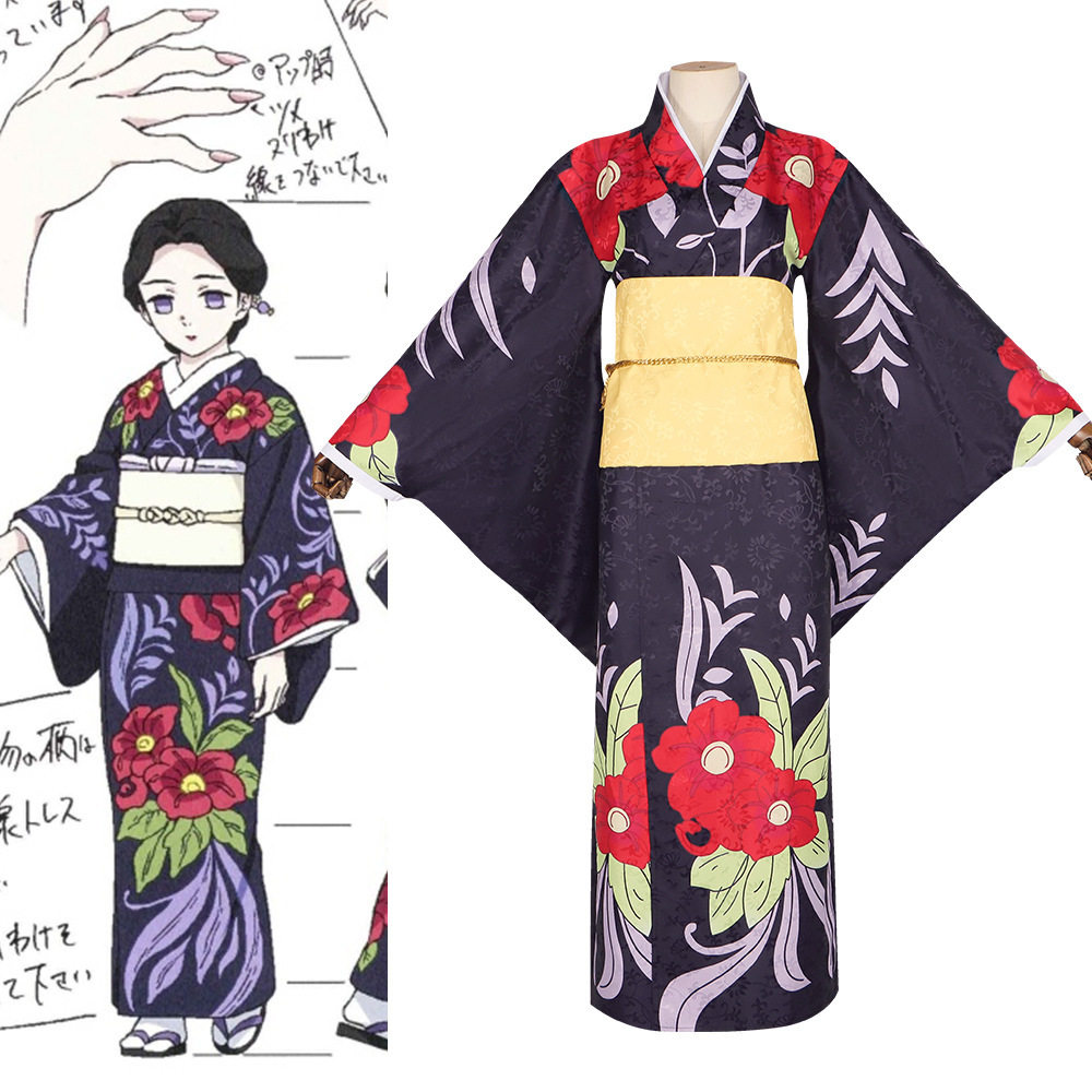鬼灭之刃cos服鬼医珠世小姐cosplay日式和服浴衣万圣节舞台表演服