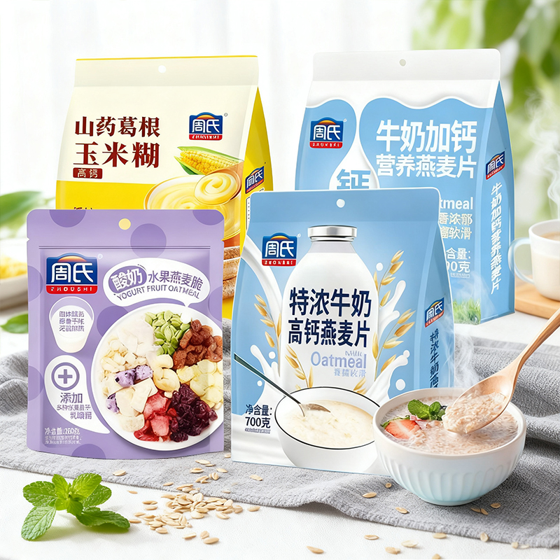 周氏牛奶燕麦片早餐速食冲饮即食营养小袋装养冲泡免煮懒人食品