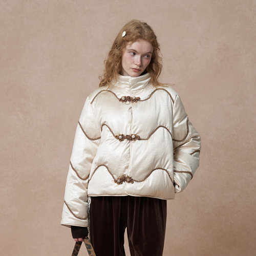 时尚复古中式盘扣羽绒外套