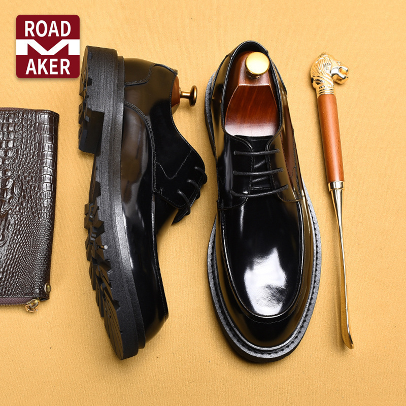 罗德梅科2025新款真皮休闲皮鞋男款商务英伦男鞋漆皮亮皮正装皮鞋