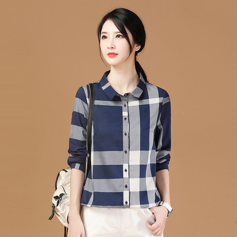 Retro lattice shirt 2021 new pattern Sense of design High-end Exorcism Versatile Western style shirt Blousein the Women's clothing/Boutique , Shirt  category - from Buy2taobao.com to provide professional Taobao agent buy service