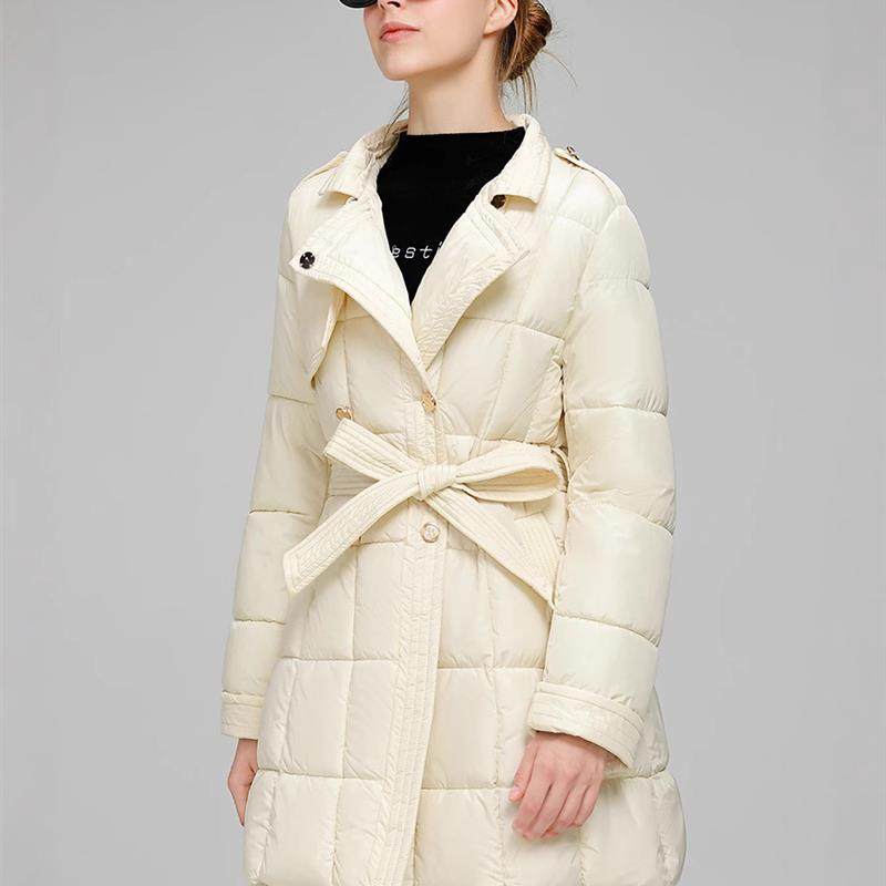 欧美风羽绒棉服女中长款2025新款棉衣保暖系带跨境外贸棉袄外套厚