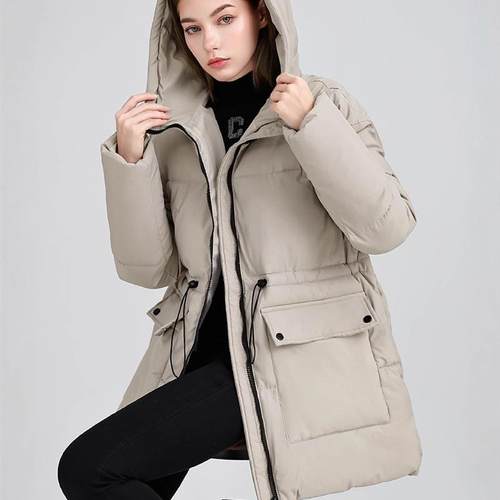 外贸羽绒棉服女中长款2025冬季新款工装韩版宽松连帽面包服棉衣