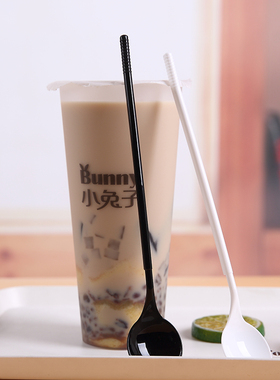 一次性长柄勺子21厘米商用奶茶勺独立装塑料勺子奶茶店外卖甜品勺