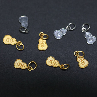 s925银牌集字葫芦万能小滴溜素银钛银配饰手链项链半成品串饰隔珠