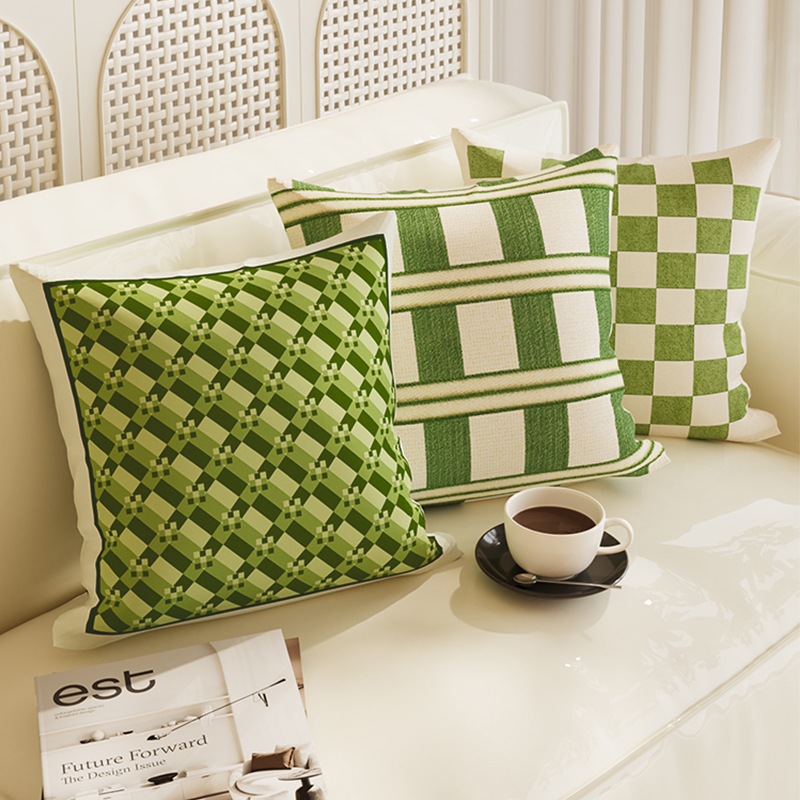 绿色复古抱枕法式腰靠枕组合枕套