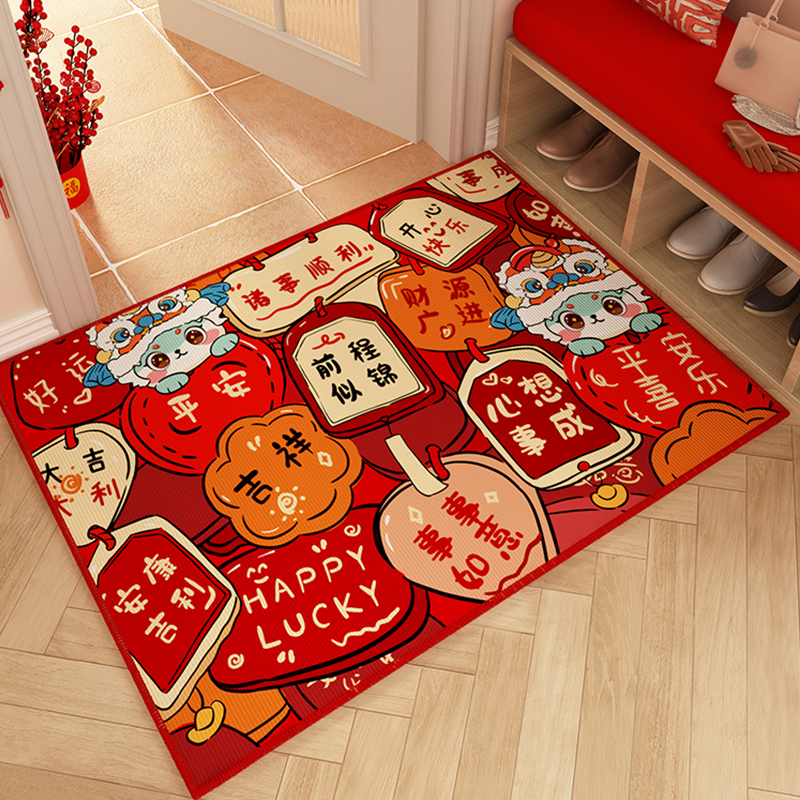 红色卡通入户地垫清爽无毛好打理