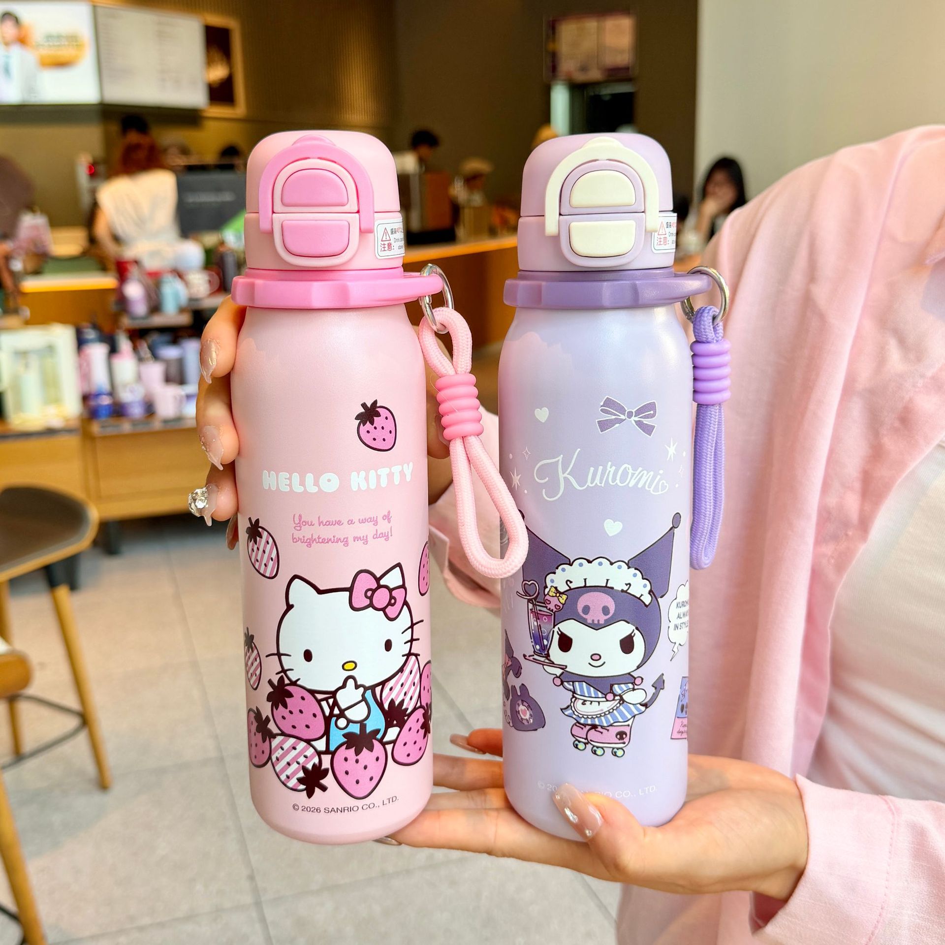 三丽鸥儿童保温杯女生高颜值便携吸管水杯子小学生上学双饮水杯