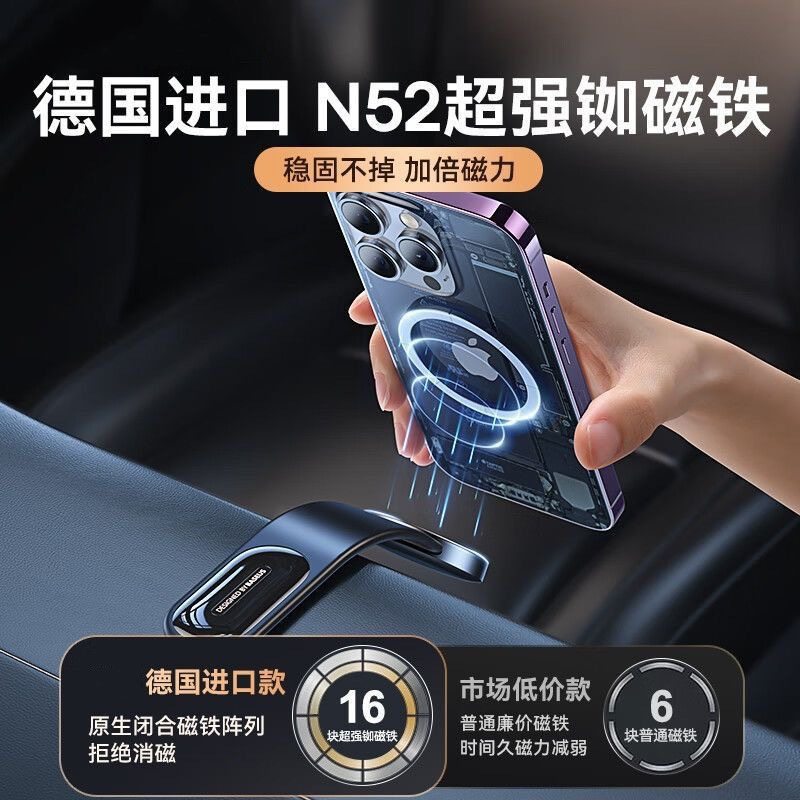 车载手机支架MagSafe无线充电15W可折叠汽车仪表台磁吸式导航支架